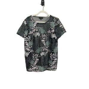 Lane Bryant Top Women 14 Black Sheer Floral Mesh Feminine Boho Western Classic